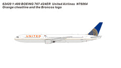 United Airlines (Orange Cheatline and the Broncos logo) / Boeing 767-400 / N76064 / 62420 / 1:400 elaviadormodels