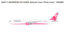 Delta Airlines (Pink Livery) / Boeing 767-400 / N845MH / 62421 / 1:400 elaviadormodels