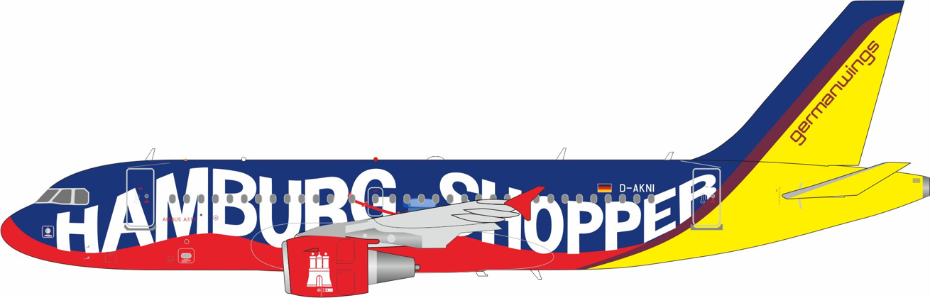 Germanwings ("Hamburg Shopper" Livery) / Airbus A319 / D-AKNI / B-319-KNI / 1:200 elaviadormodels
