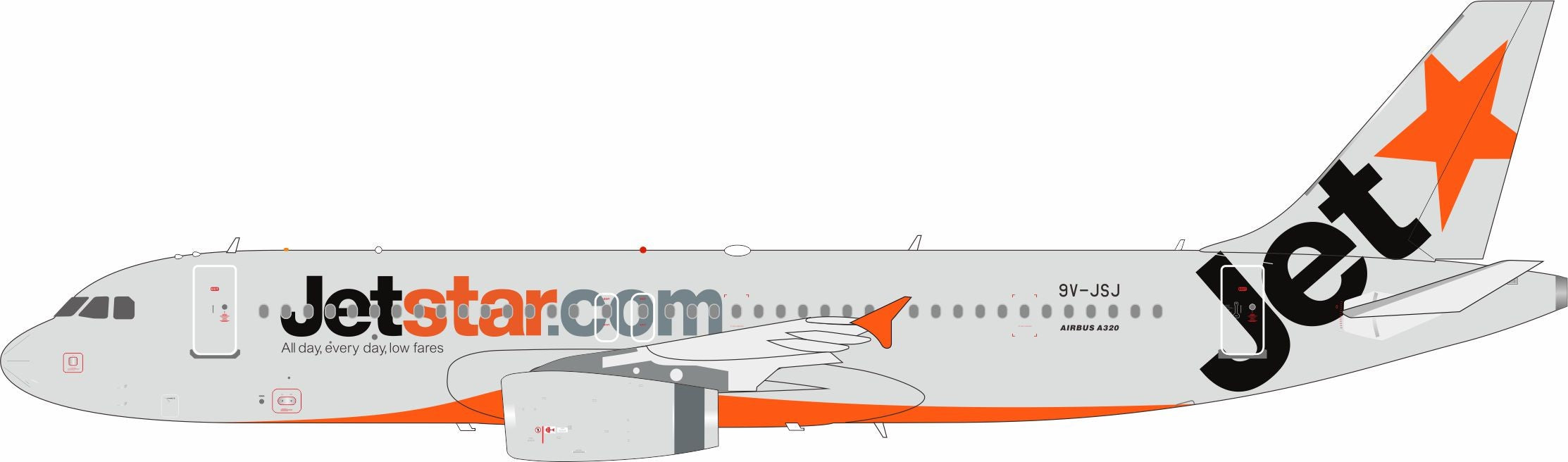 Jetstar Asia Airways / Airbus A320 / 9V-JSJ / B-320-JSJ / 1:200 elaviadormodels