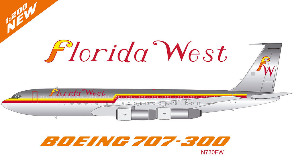 Florida West / Boeing B707-300 / N730FW / EAV730 / 1:200 elaviadormodels