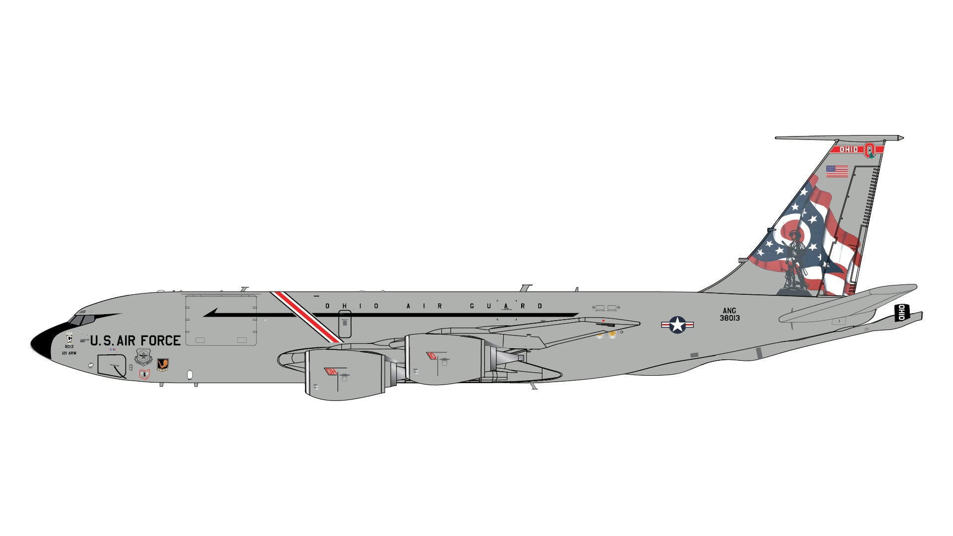 U.S. Air Force / Boeing KC-135R Stratotanker (Ohio Air National Guard) / 63-8013 / G2AFO1490/ 1:200 elaviadormodels