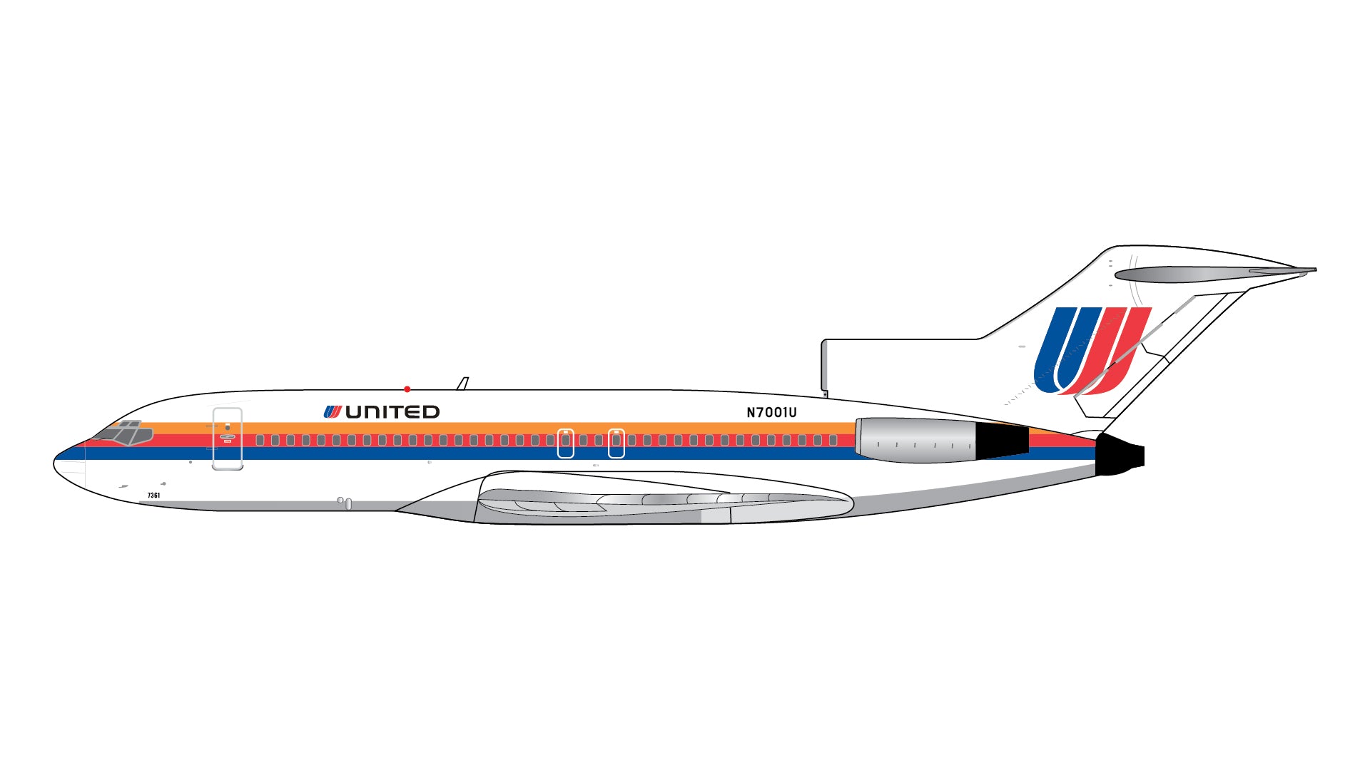 United Airlines / Boeing B727-100 / N7001U / GJUAL2349 / 1:400 elaviadormodels