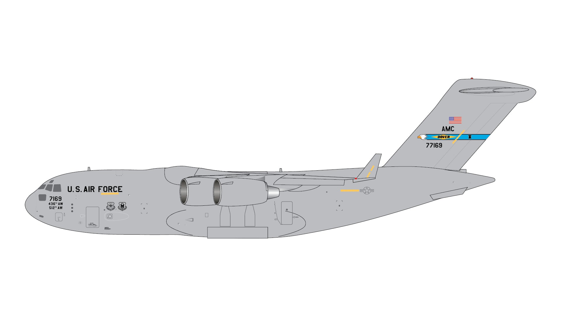 U.S. Air Force (Dover AFB) / C-17A Globemaster III / 07-7169 / GMUSA164 / 1:400 elaviadormodels