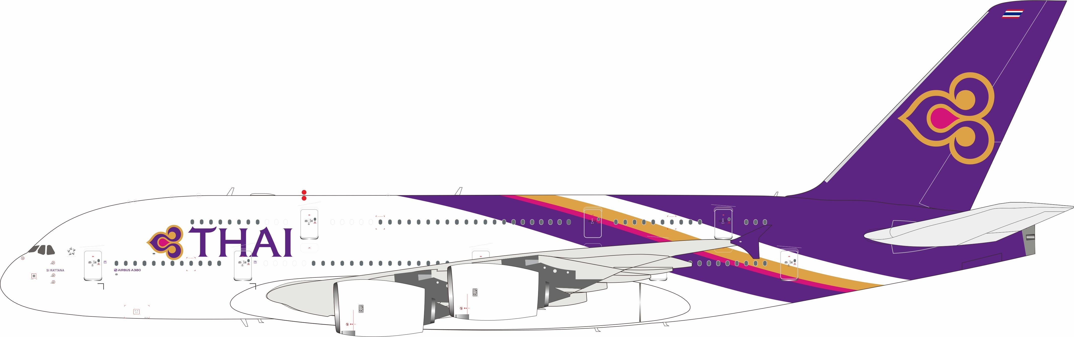 Thai Airways / Airbus A380 / HS-TUA / IF380TQ1225 / 1:200 elaviadormodels
