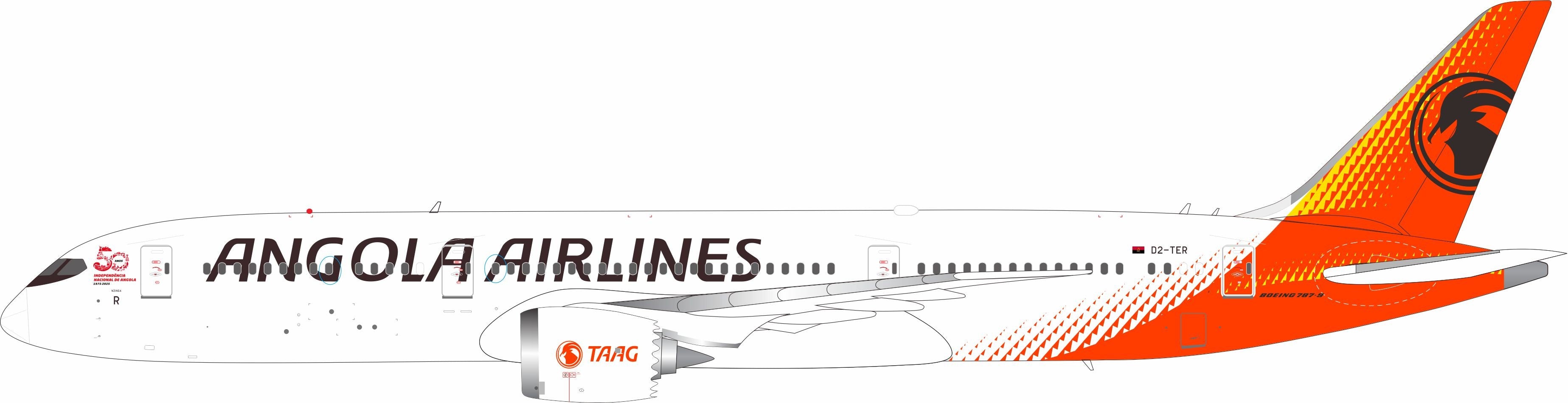 TAAG Angola Airlines / Boeing 787-9 Dreamliner / D2-TER / IF789DT0326 / 1:200 elaviadormodels