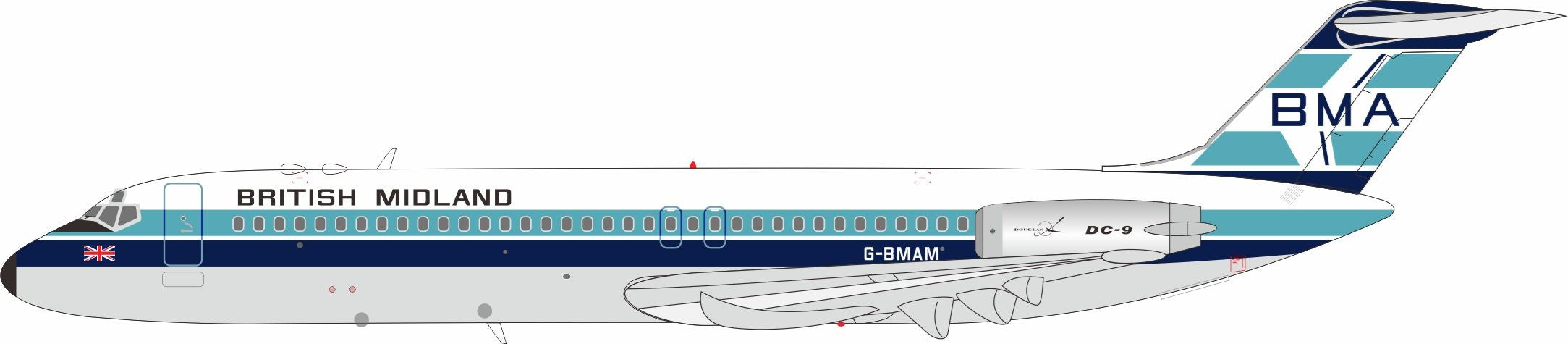 British Midland Airways - BMA / Douglas DC-9-32 / G-BMAM / IF930BD0626 / 1:200 elaviadormodels