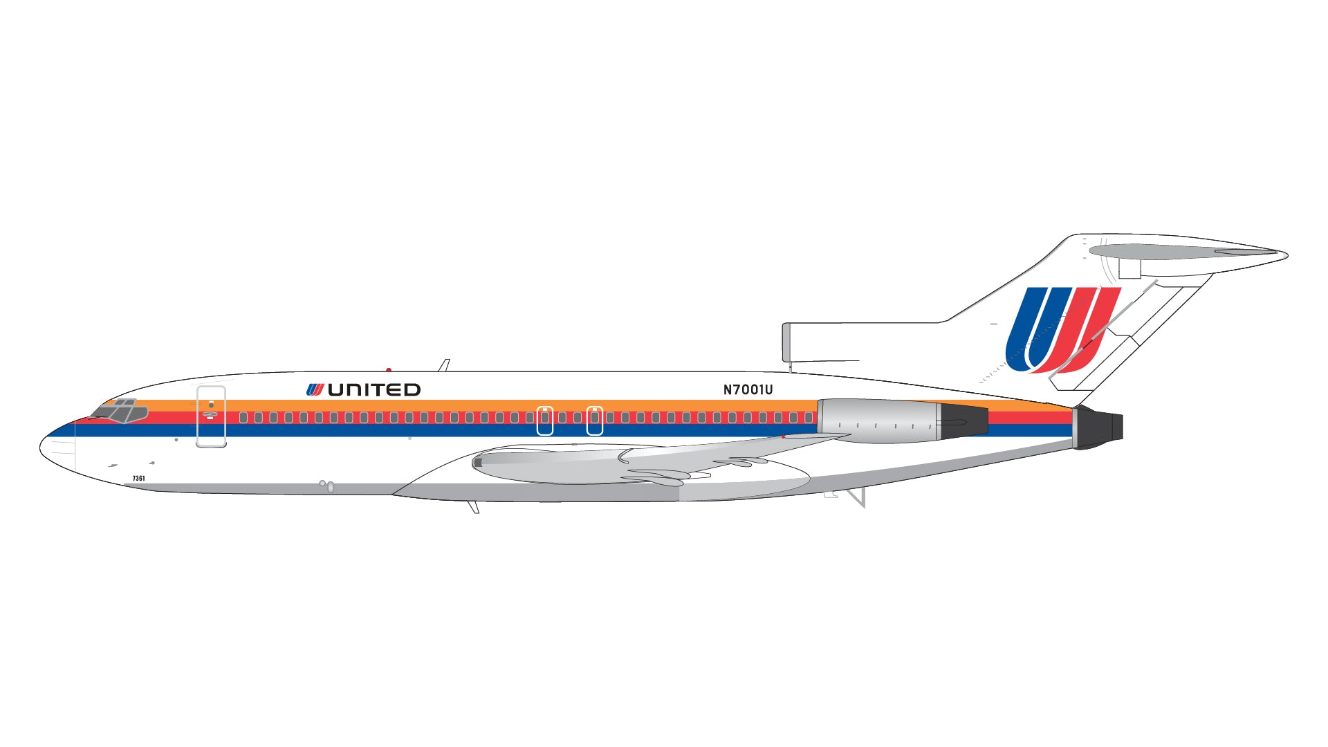 United Airlines / Boeing B727-100 / N7001U / G2UAL948 / 1:200 el aviadormodels geminijets