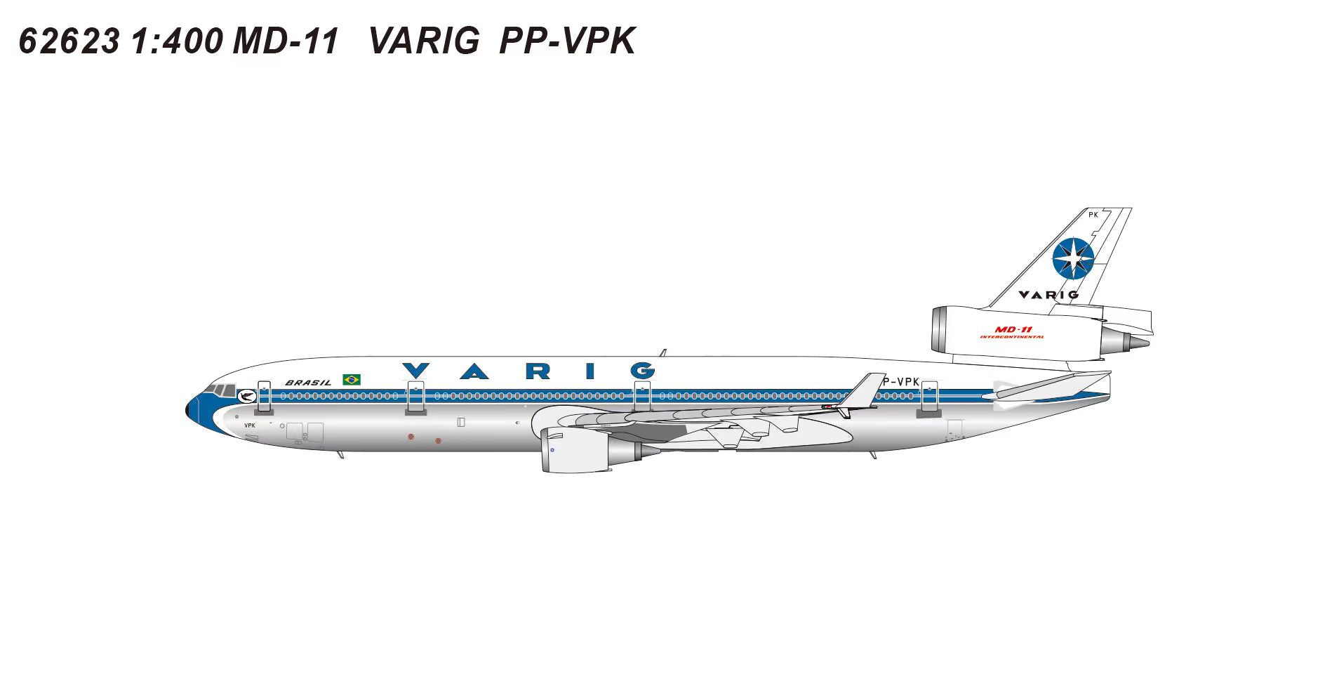Varig / McDonnell Douglas MD-11 / PP-VPK / 62623 / 1:400 elaviadormodels