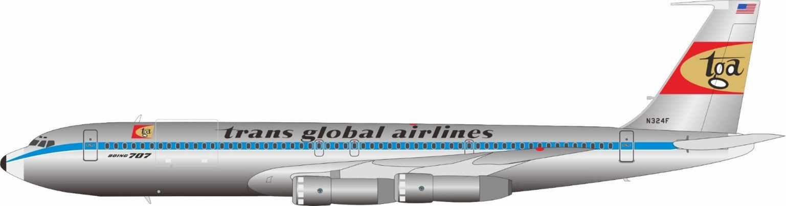 Trans Global Airlines / Boeing B707-300 / N324F / B-707-AIRPORT-55-P / 1:200 elaviadormodels