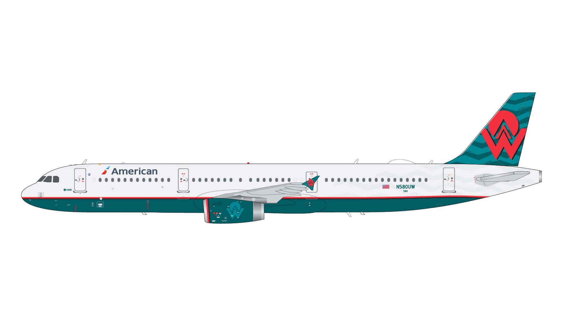 American Airlines (America West Heritage livery) / Airbus A321-231 / N580UW / G2AAL1298 / 1:200 elaviadormodels