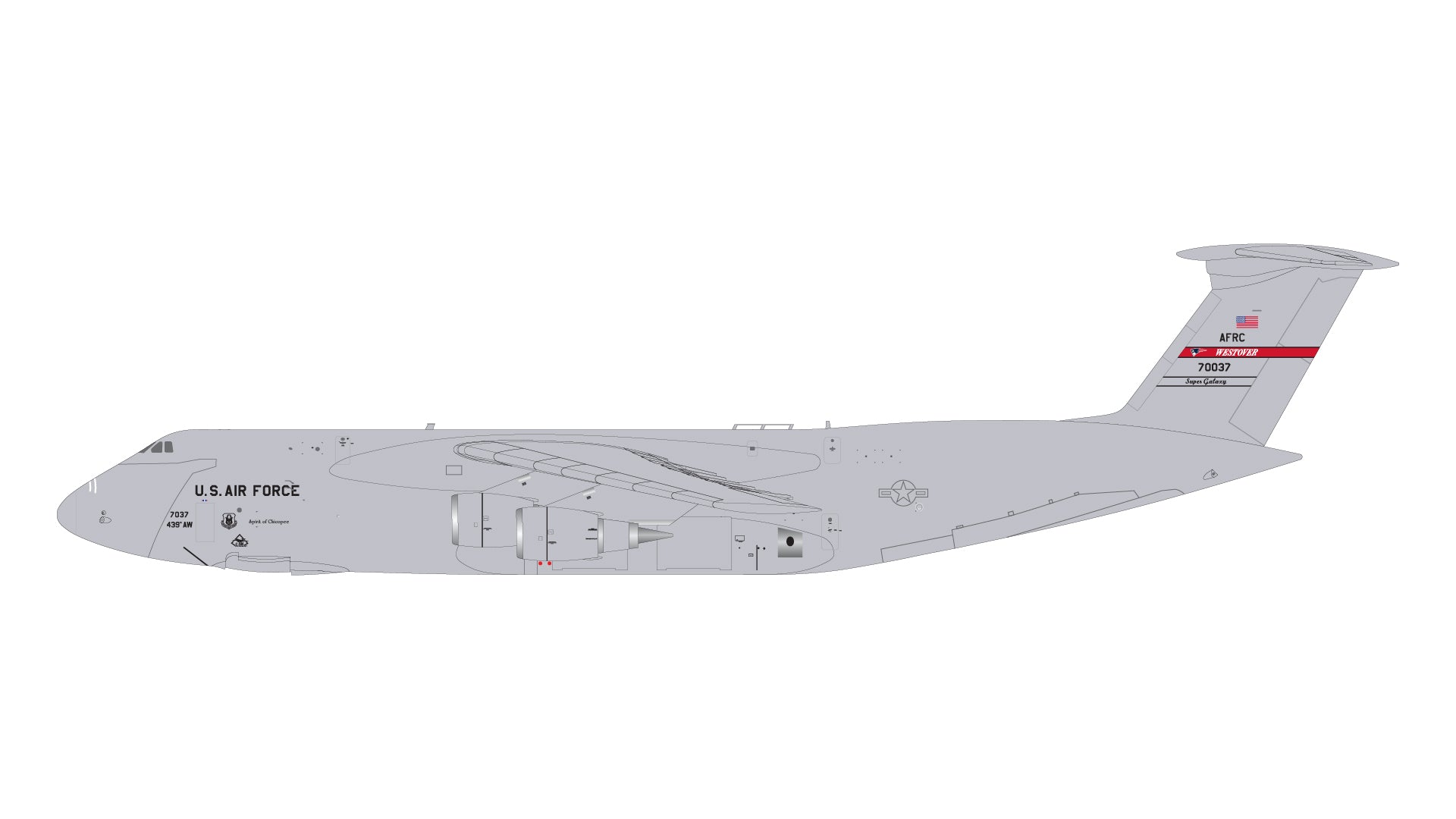 U.S. Air Force (Westover AFB) Super Galaxy / Lockheed C-5M / 87-0037 / G2AFO1136 / 1:200 elaviadormodels