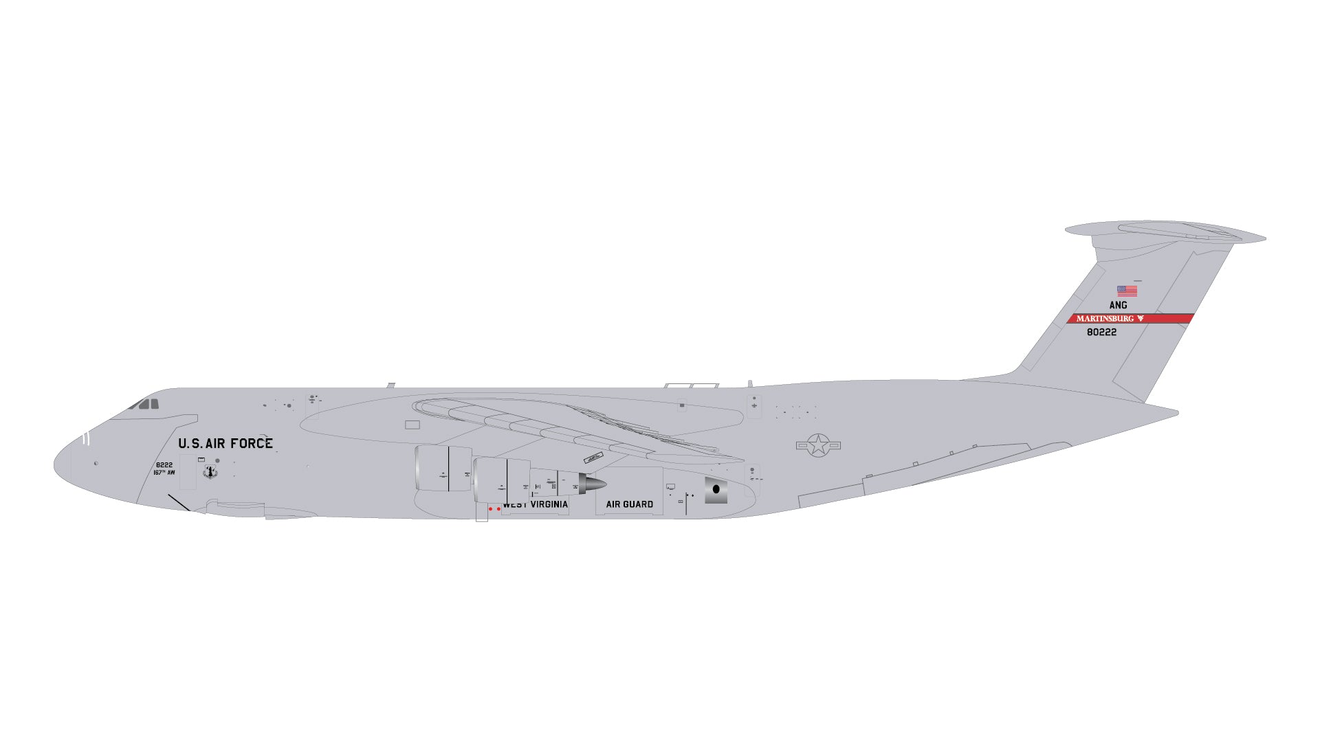 U.S. Air Force "Martinsburg" (West Virginia ANG) / Lockheed C-5A Galaxy / 68-0222 / G2AFO1427 / 1:200 elaviadormodels