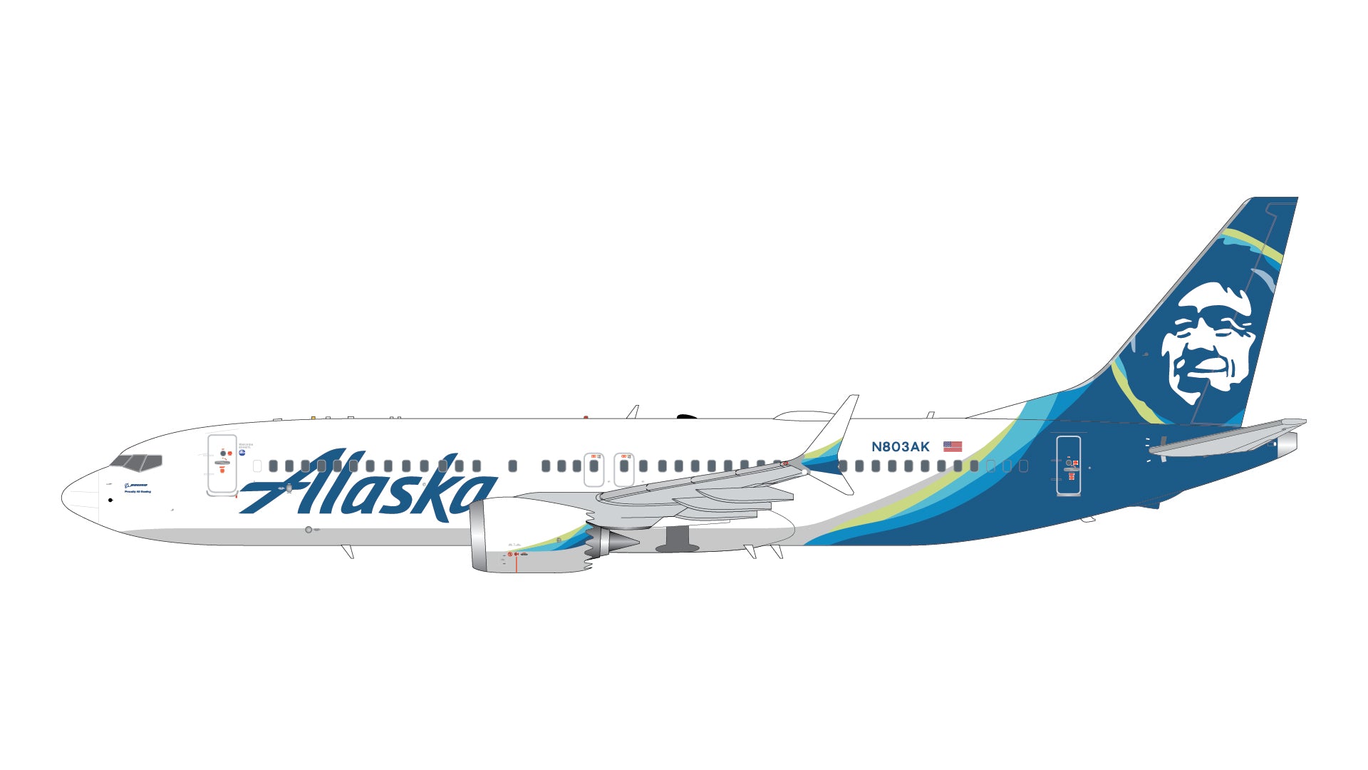 Alaska Airlines / Boeing 737 MAX 8 / N803AK / G2ASA1488 / 1:200 elaviadormodels