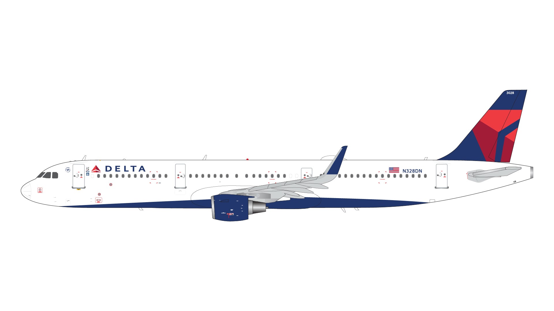 Delta Air Lines / Airbus A321 / N328DN / G2DAL1109 / 1:200 elaviadormodels