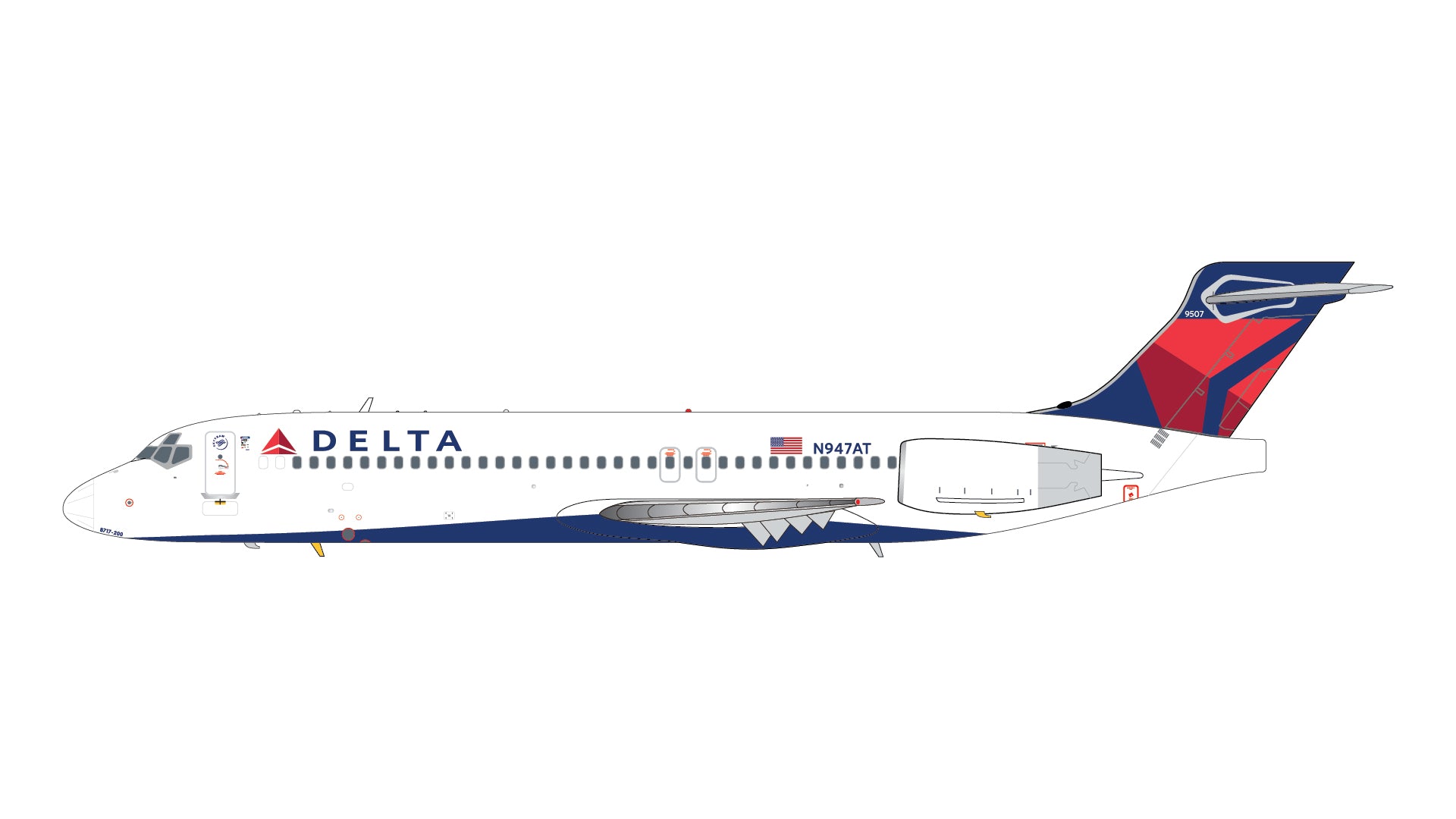 Delta Air Lines / Boeing B717-200 / N947AT / G2DAL1417 / 1:200 elaviadormodels