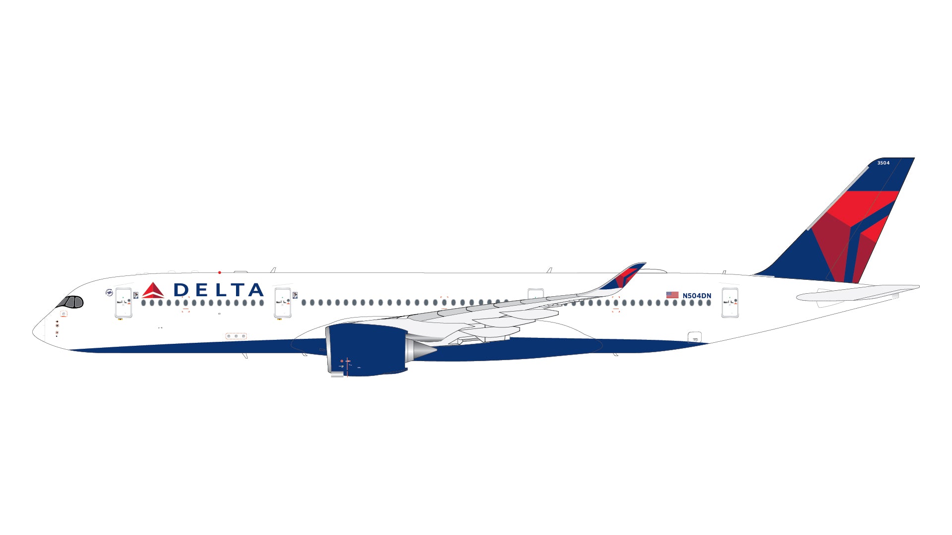 Delta Air Lines / Airbus A350-900 / N504DN / G2DAL1496 / 1:200 elaviadormodels