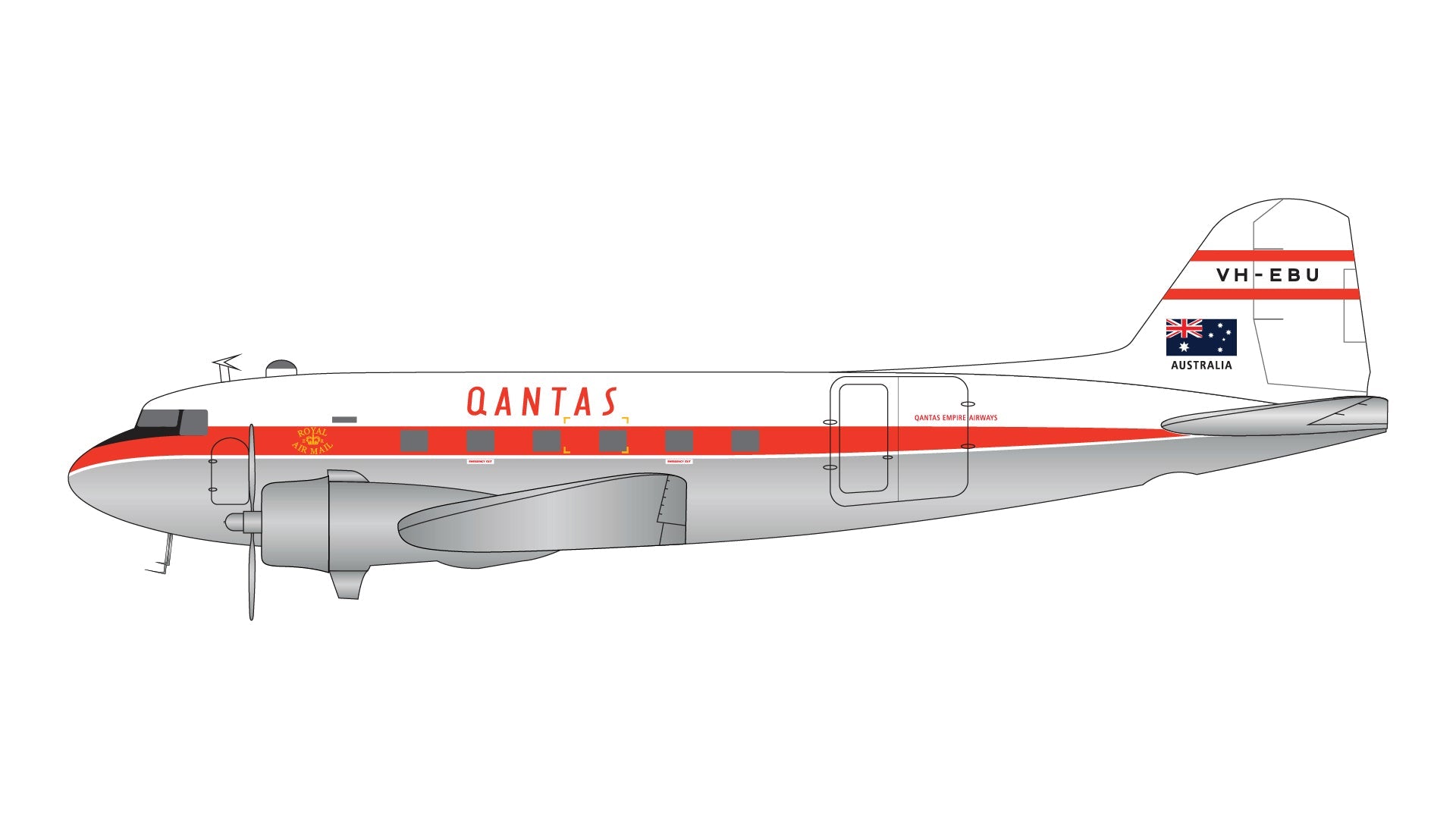 Qantas / Douglas DC-3 / VH-EBU / G2QFA553 / 1:200