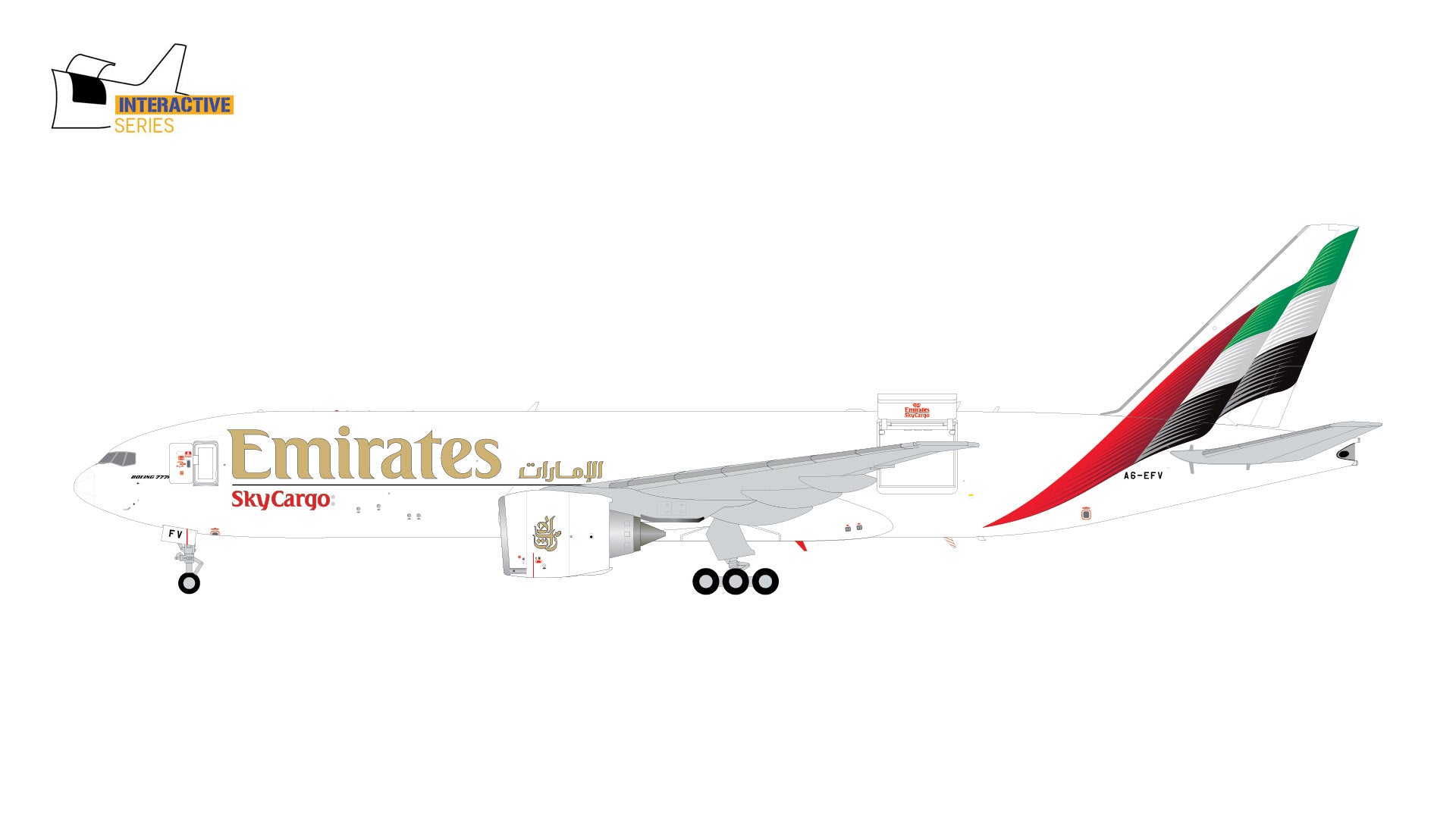 Emirates SkyCargo / Boeing 777-200LRF (Interactive Series) / A6-EFV / G2UAE1476 / 1:200 elaviadormodels
