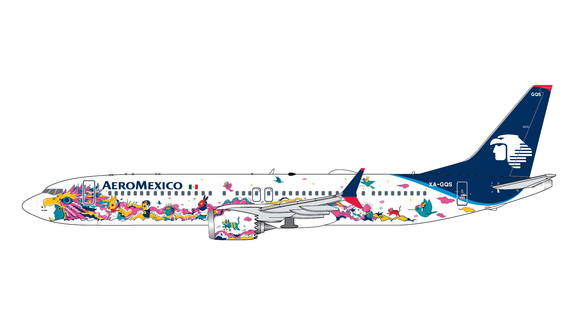 Aeromexico (Kukulcán Livery) / Boeing B737 MAX 9 / XA-GQS / GJAMX2316 / 1:400 elaviadormodels