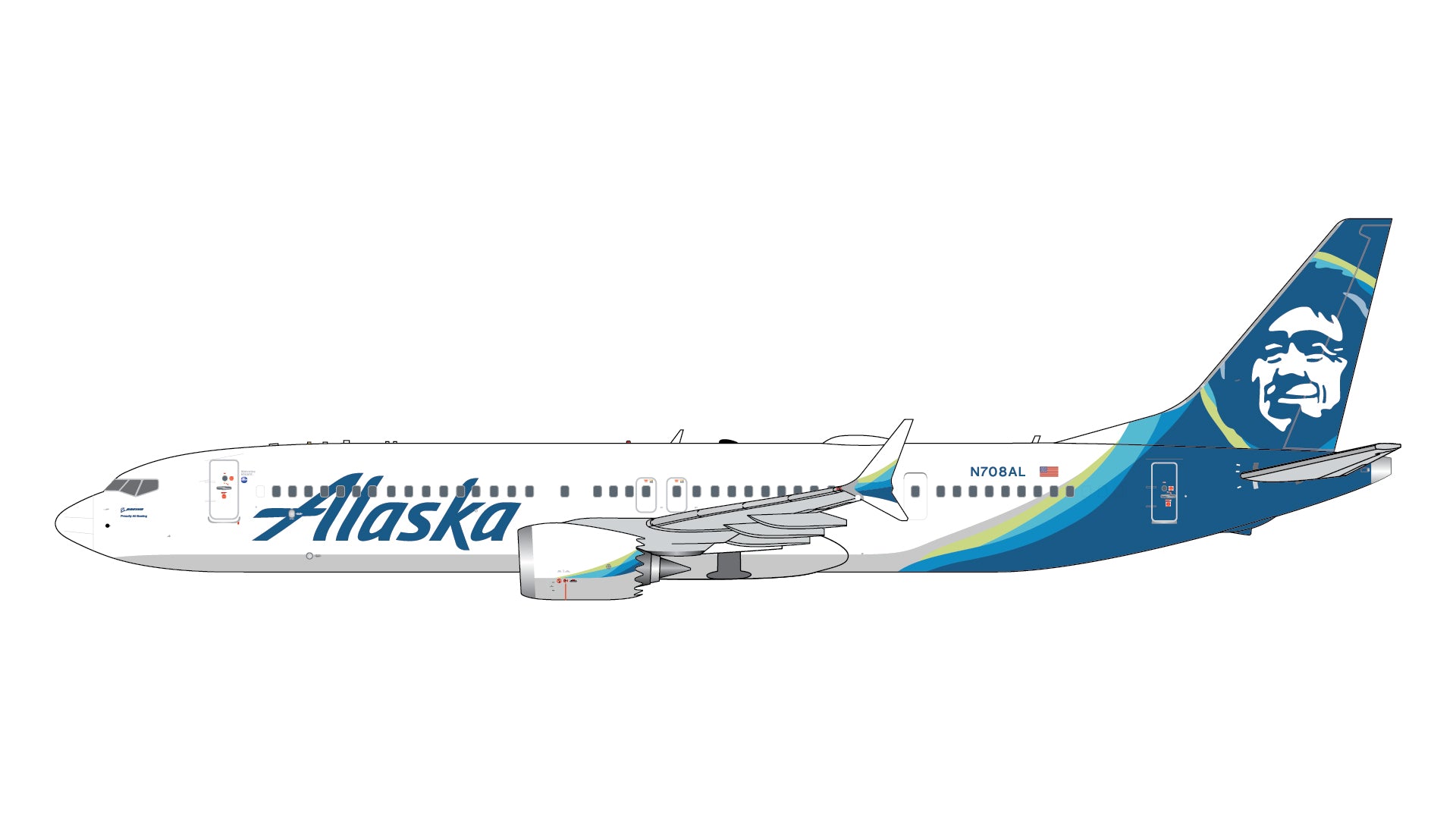Alaska Airlines / Boeing B737 MAX 9 / N708AL / GJASA2393 / 1:400 elaviadormodels
