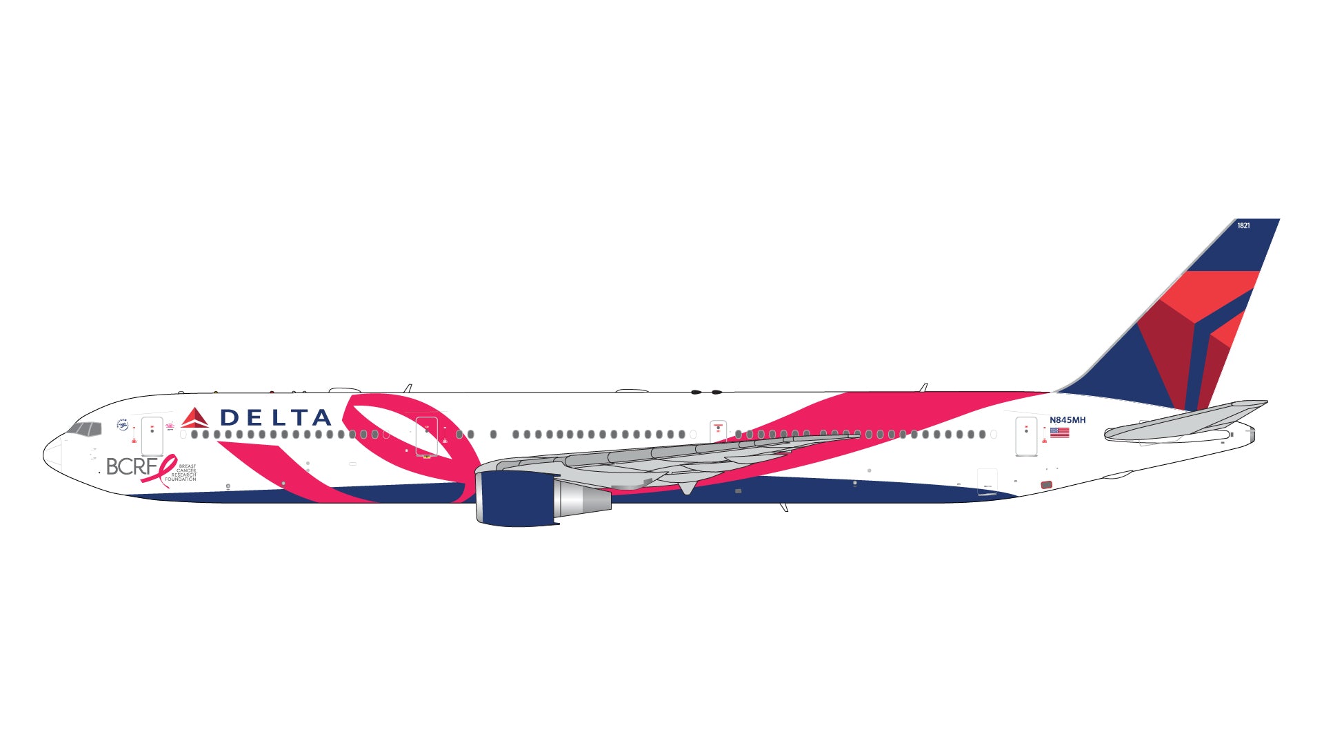 Delta Airlines (Pink ribbon/Breast Cancer Res. Fdn.) / Boeing 767-400ER / N845MH / GJDAL2154 / elaviadormodels