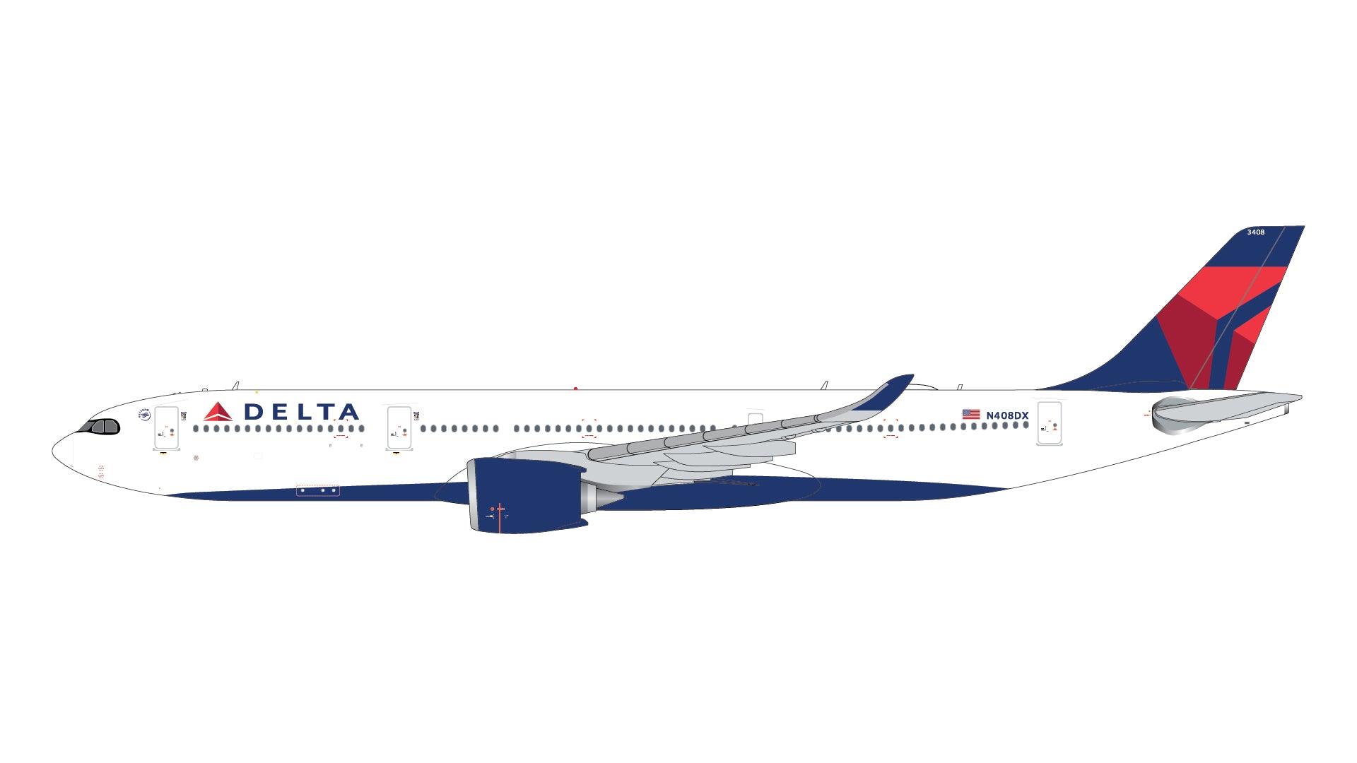 Delta Air Lines / Airbus A330-900 / N408DX / GJDAL2374 / 1:400 elaviadormodels