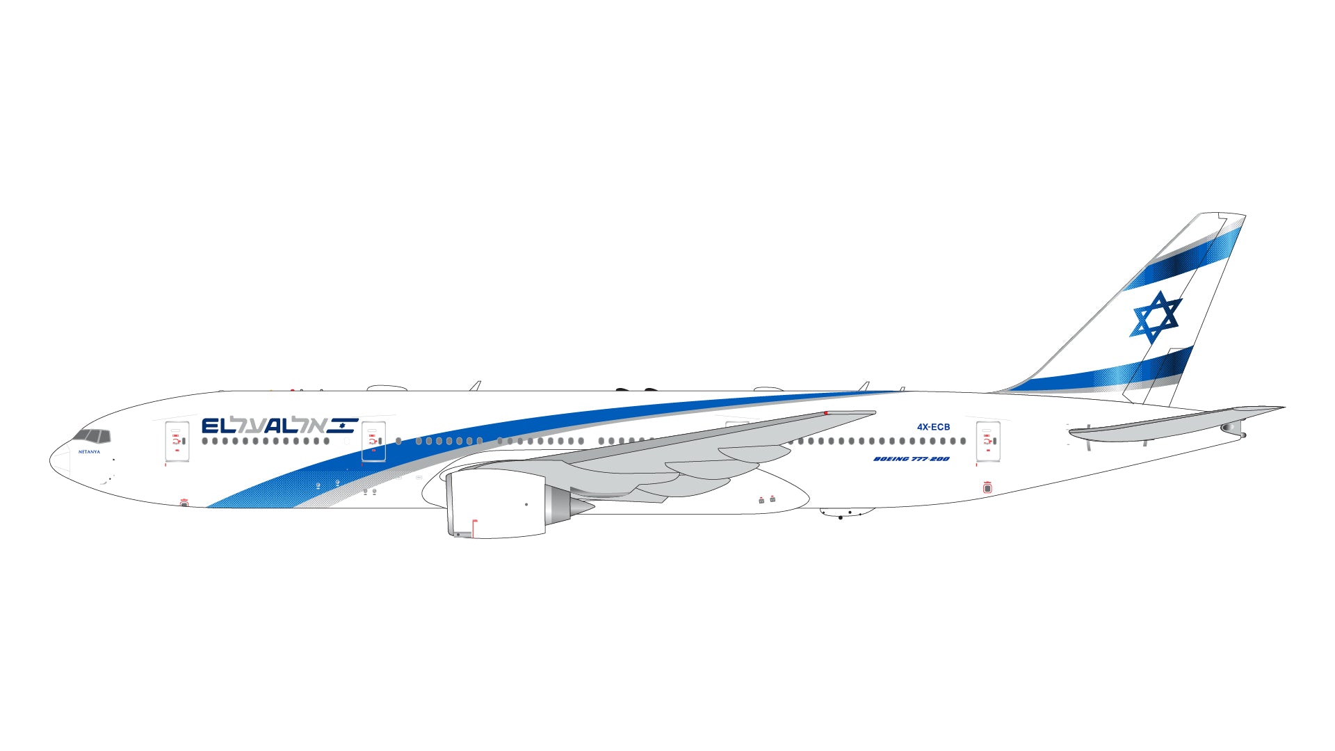 El Al Israel Airlines / Boeing B777-200ER / 4X-ECB / GJELY2300 / 1:400