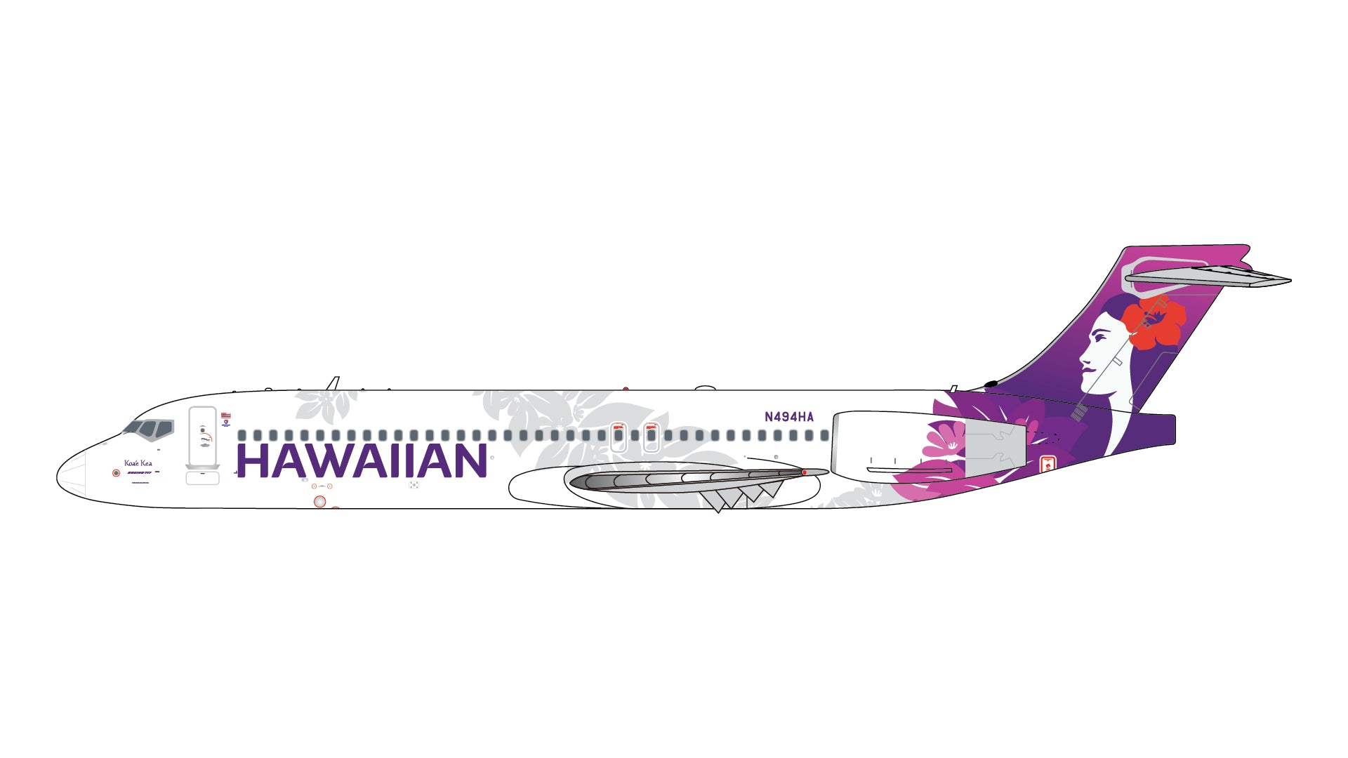 Hawaiian Airlines ("Koa'e Kea" Livery) / Boeing 717-200  / N494HA / GJHAL2437 / 1:400 elaviadormodels