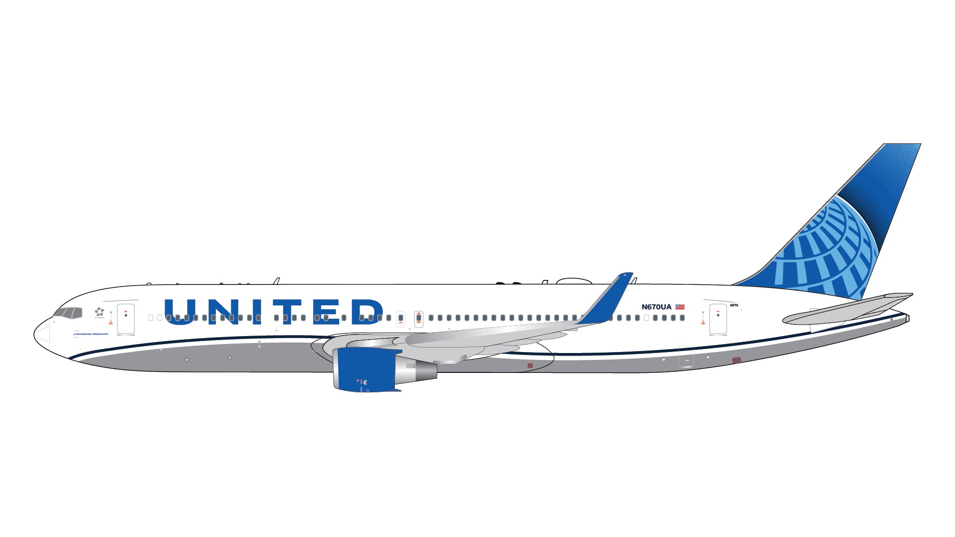 United Airlines / Boeing B767-300ER  / N670UA / GJUAL2227 / 1:400 elaviadormodels