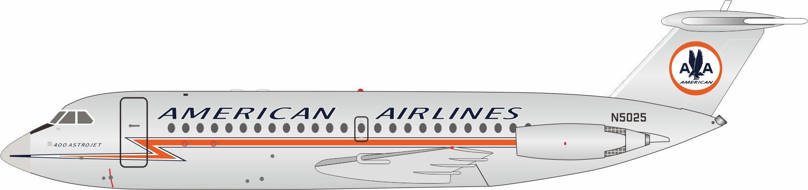 American Airlines /  BAC 111-401AK One-Eleven / N5025 / IF111AA0525P / 1:200 elaviadormodels