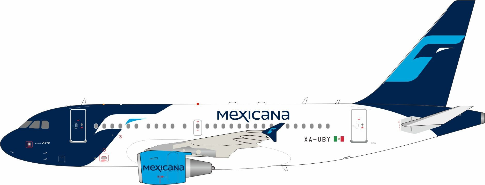 Mexicana / Airbus A318 / XA-UBY / IF318MX1024 / 1:200 elaviadormodels