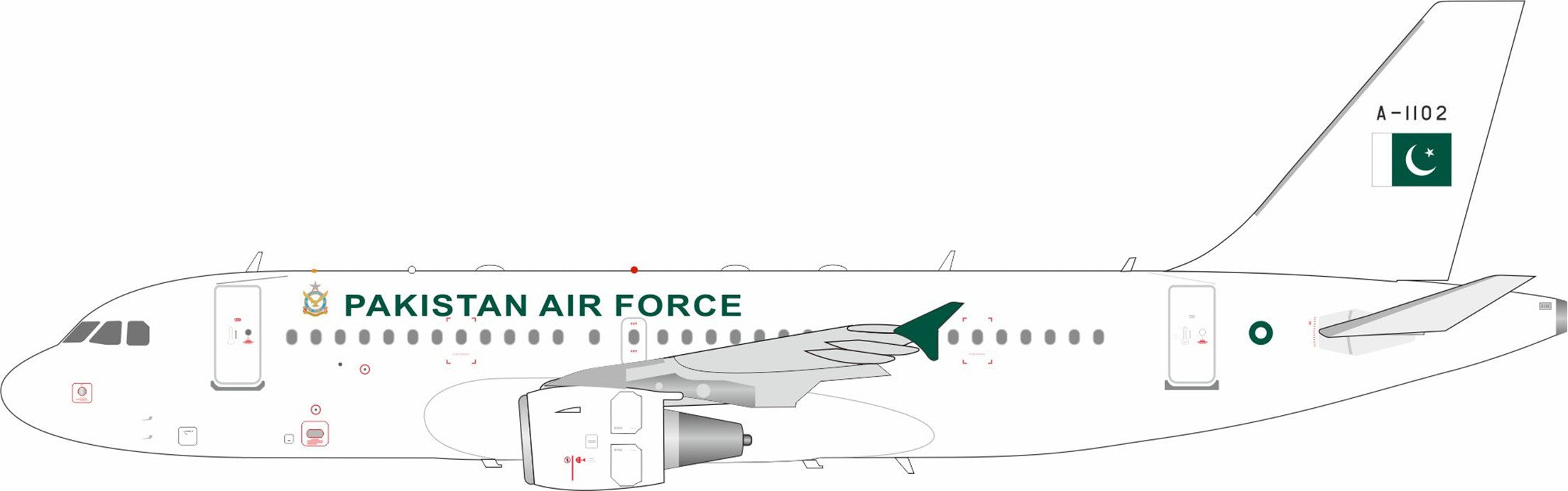 Pakistan Air Force / Airbus A319 / A-1102 / IF319PAF102 / 1:200 elaviadormodels