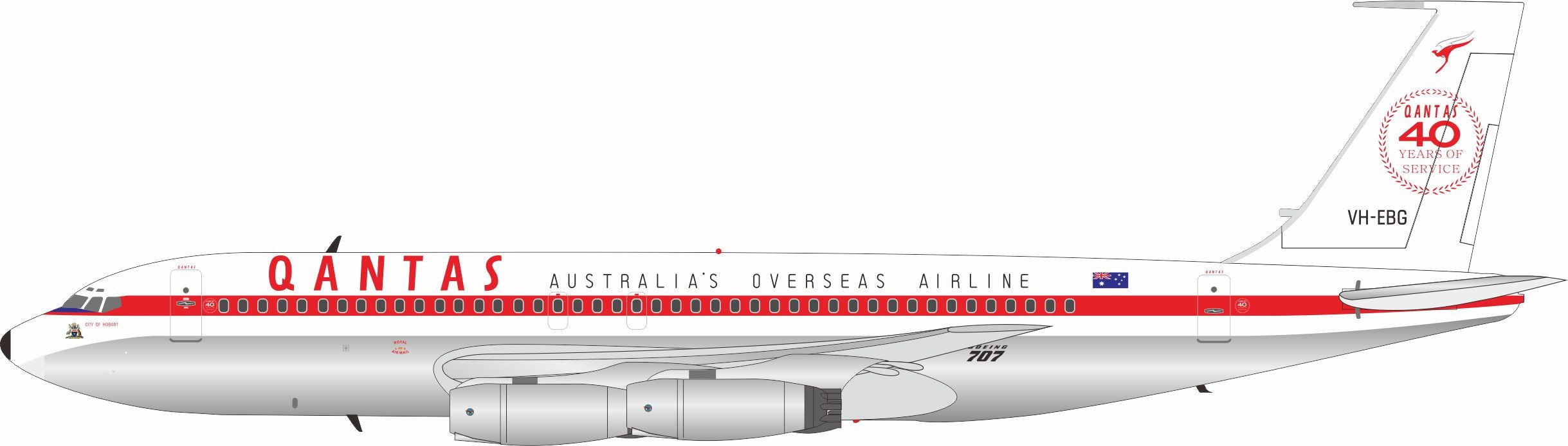 Qantas / Boeing B707-100 / VH-EBG / IF701QF0221P / 1:200