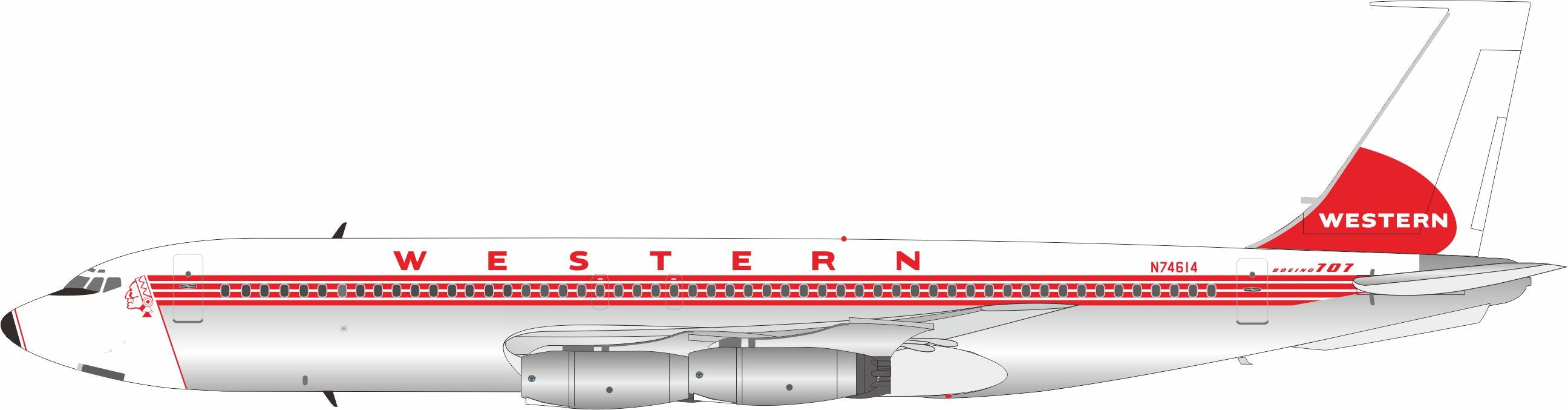 Western Airlines / Boeing 707-100 / N74614 / IF701WA0724P / 1:200 elaviadormodels
