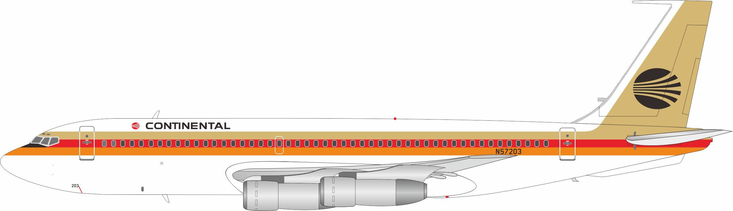 Continental Airlines / Boeing 720-024B / N57203 / IF720CO1025 / 1:200 elaviadormodels