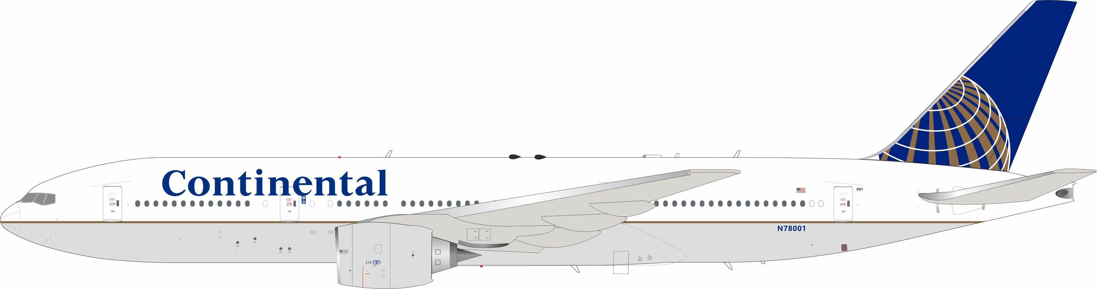 Continental Airlines / Boeing 777-200 / N78001 / IF772CO1224 / 1:200 elaviadormodels