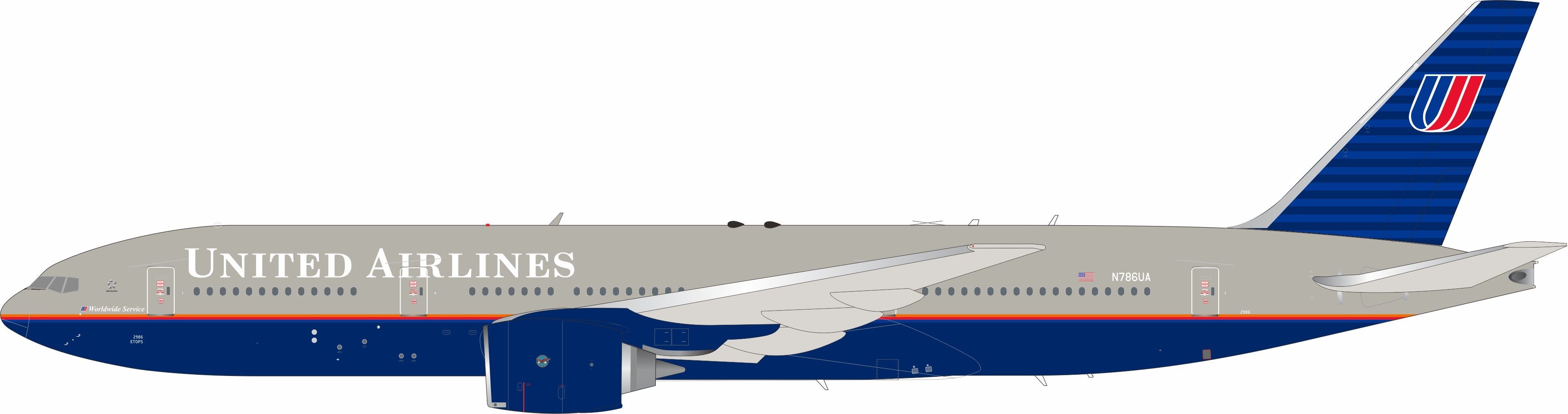 United Airlines / Boeing 777-200 / N786UA / IF772UA1123 / elaviadormodels