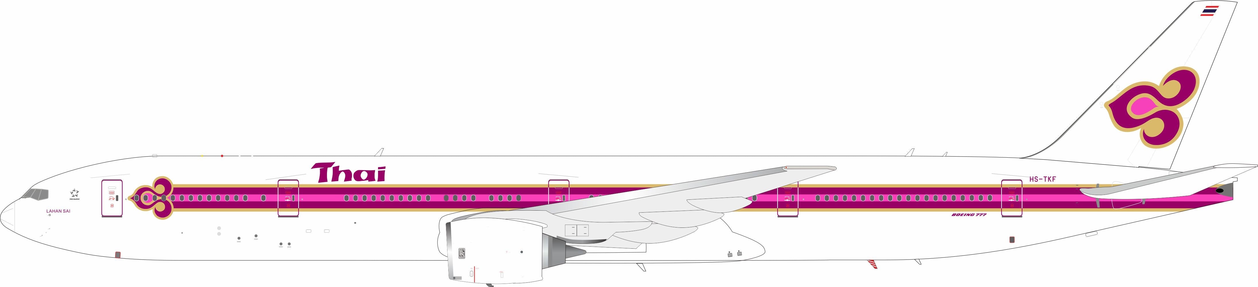 Thai Airways International / Boeing 777-300 / HS-TKF / IF7773TG1223 / elaviadormodels