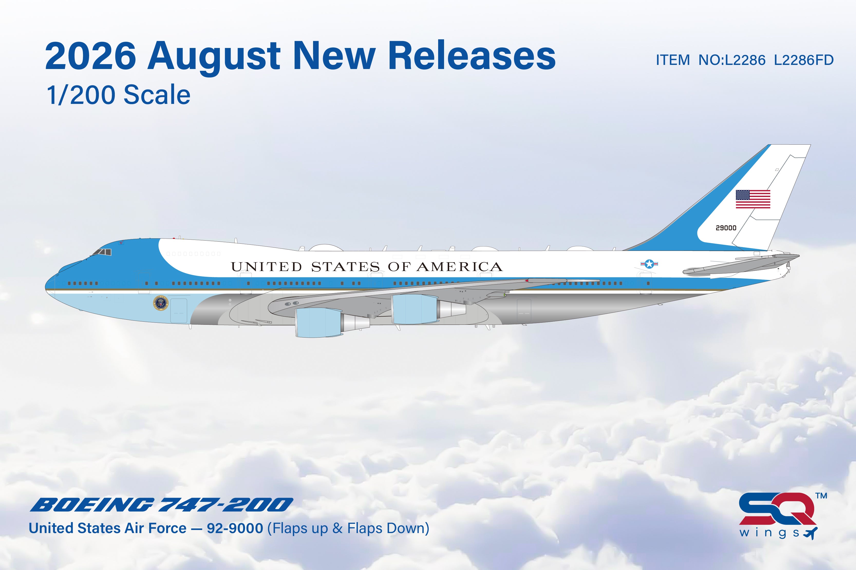 United States Air Force / Boeing B747-200 / 92-9000 / L2286 / 1:200 elaviadormodels